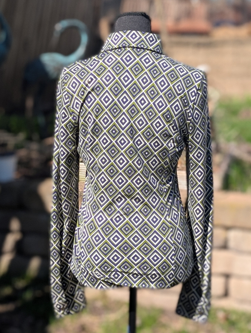 PRADA Silk Blend Slinky Stretchy Blouse Size 42 Purple Green Made In Italy - Picture 7 of 16